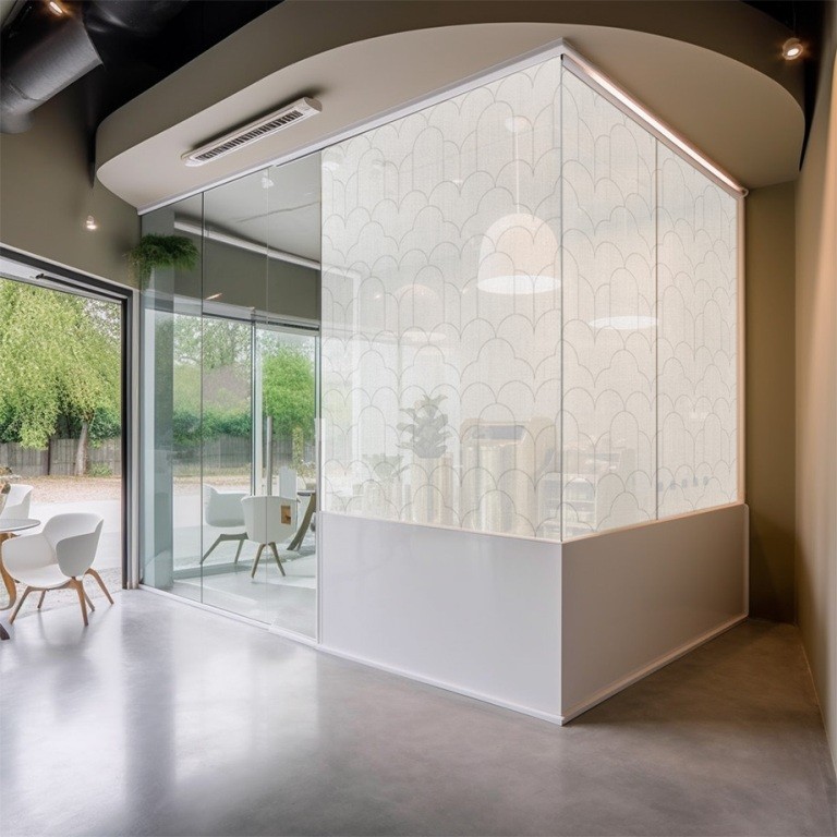 Zelfklevende vitrage in interieur
