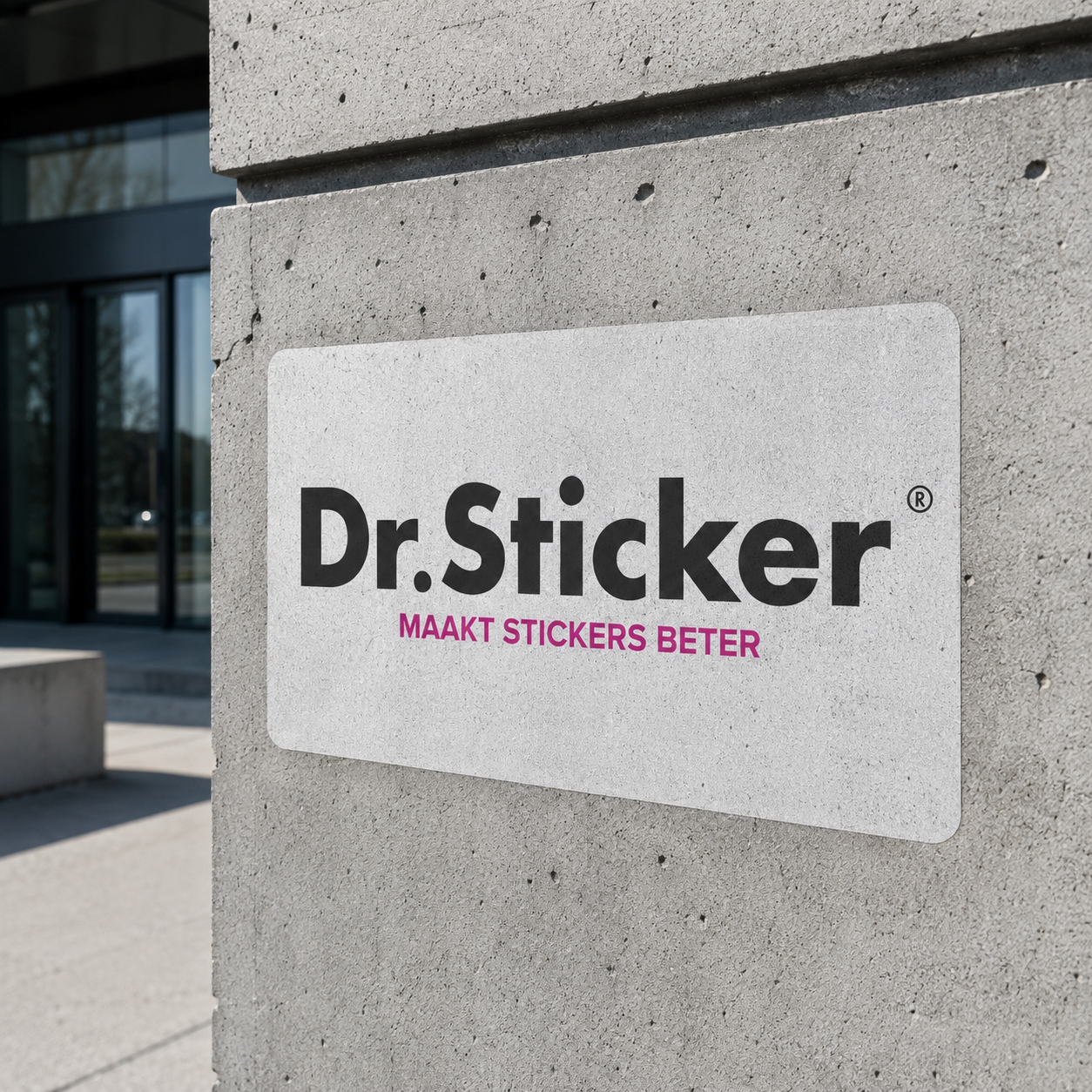 Sterk klevende sticker op beton