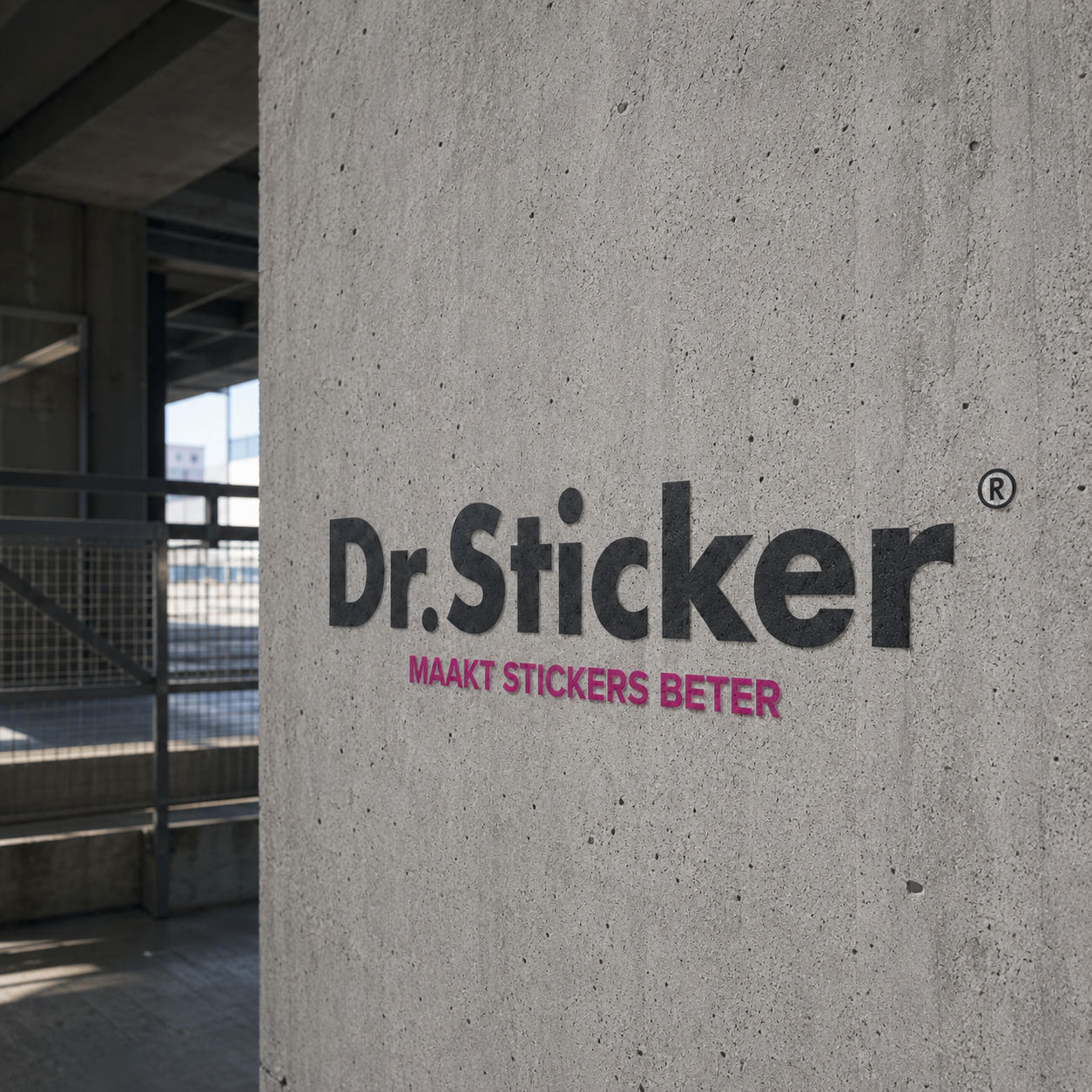Bedrukte sticker op een betonnen oppervlak