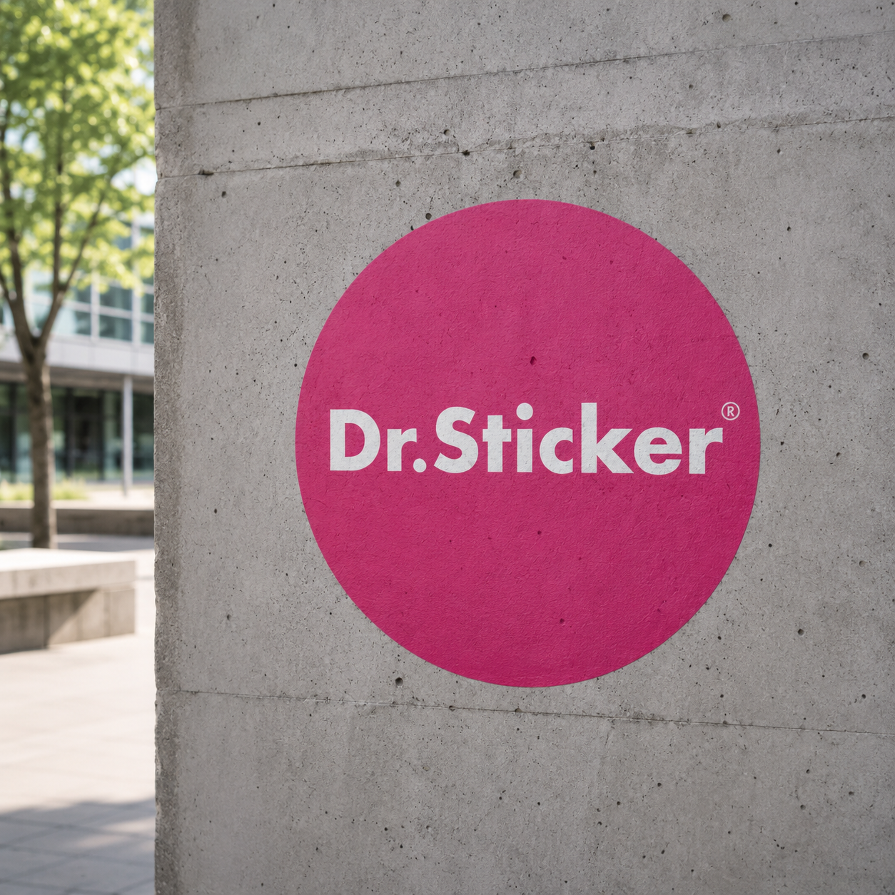 Duurzame sticker voor een minerale ondergrond