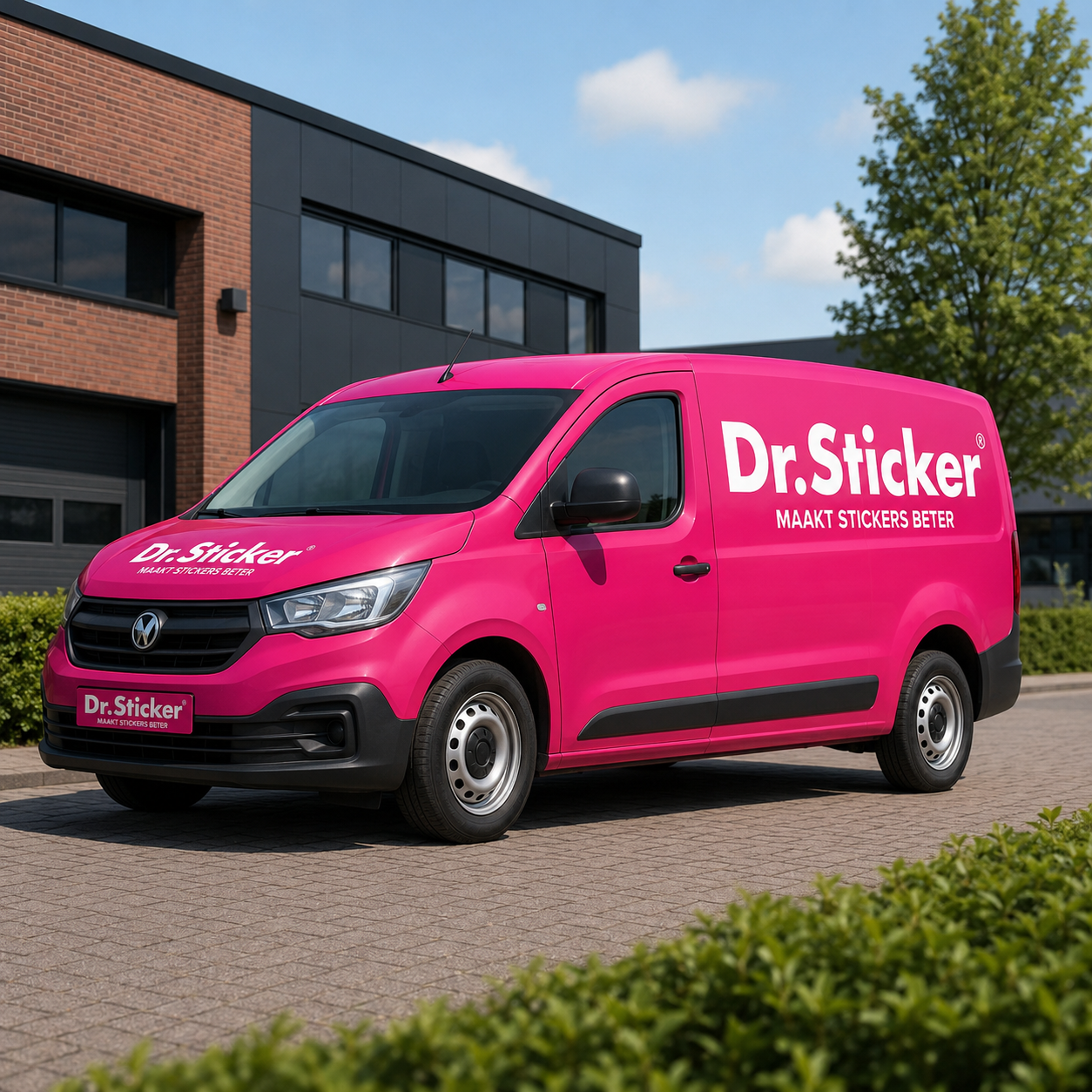 Voorbeeld van busbelettering met eigen ontwerp