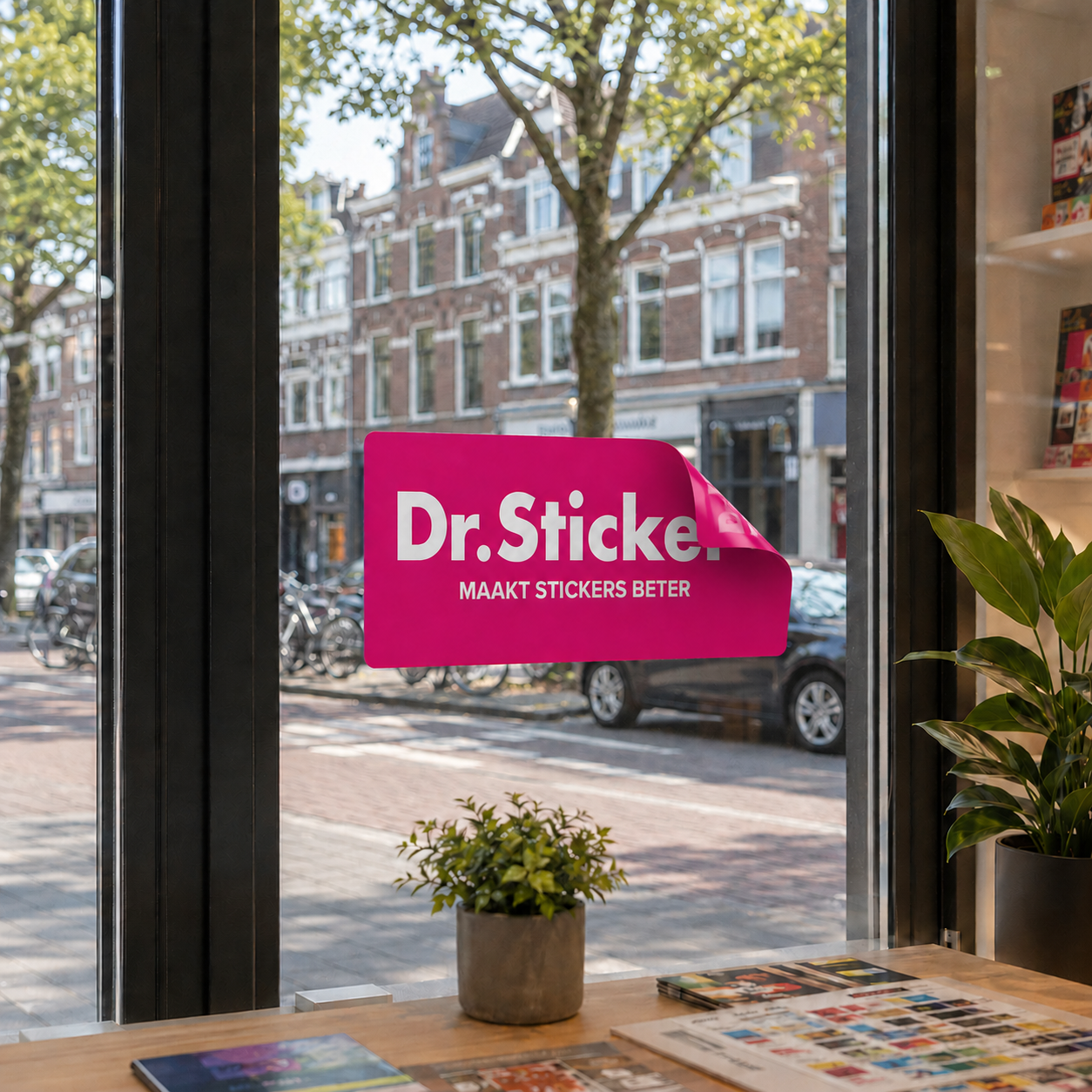 Glass and window sticker example