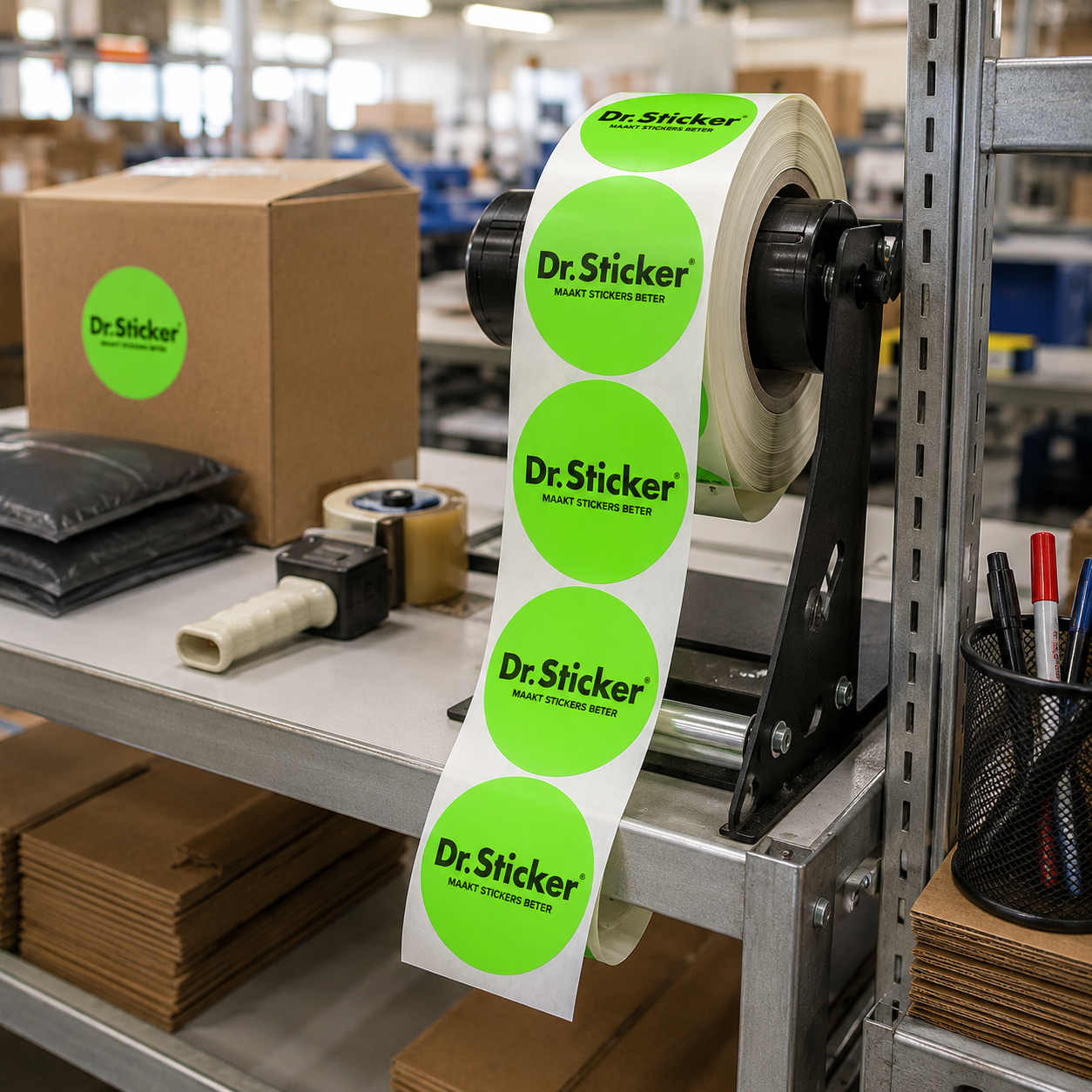 Fluorescent stickers on roll