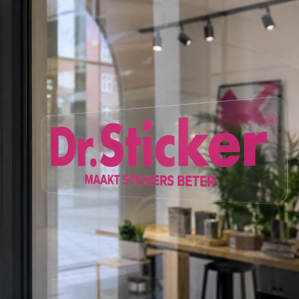 Transparante sticker met witte inkt
