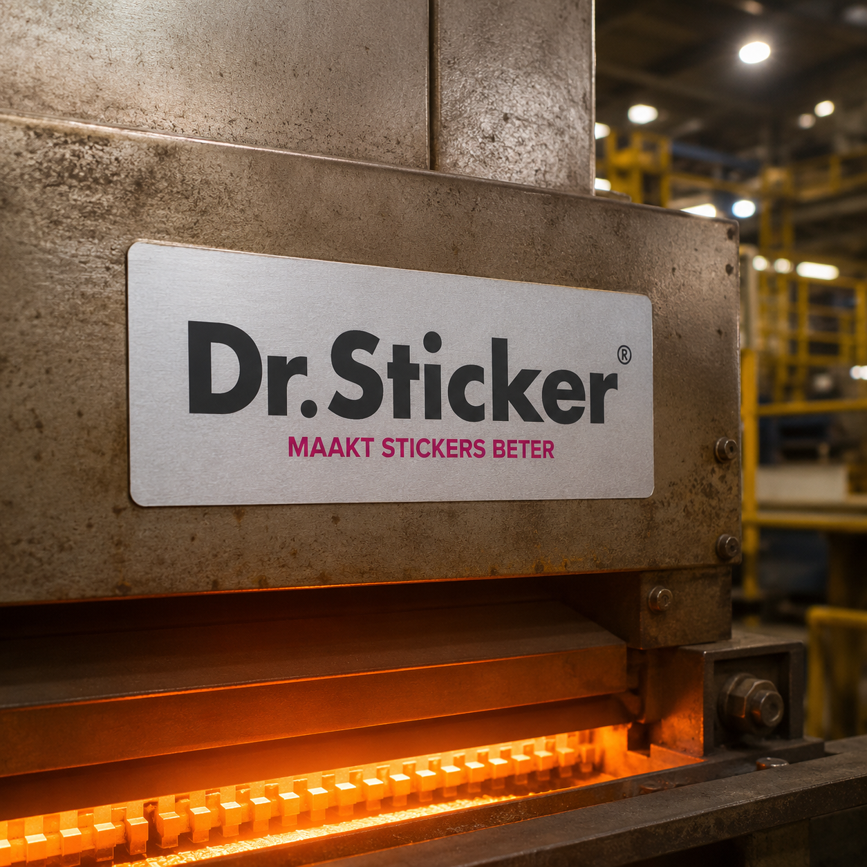 Hittebestendige sticker op machine
