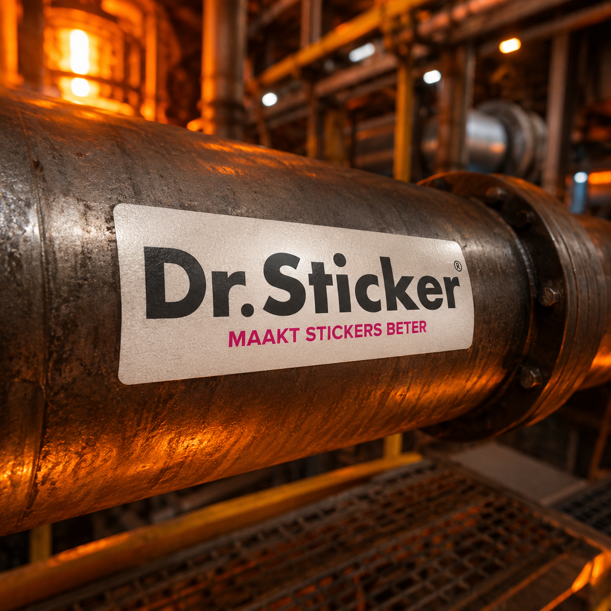 Hittebestendige sticker op pijp