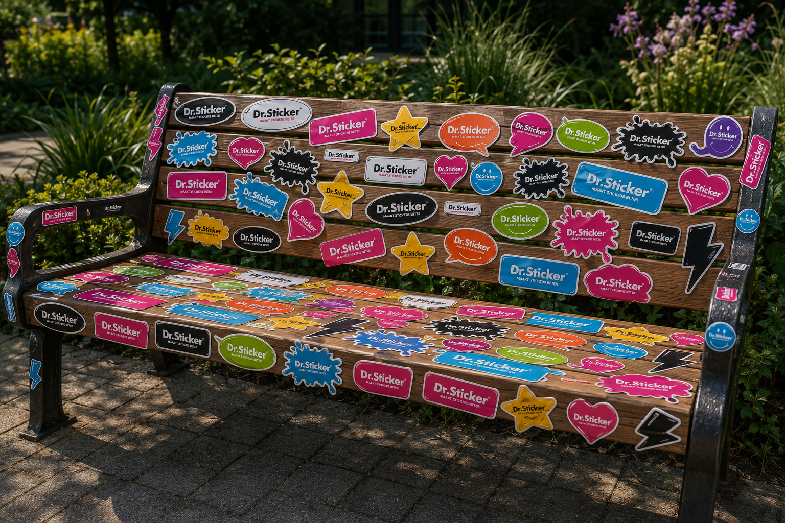 Bedrukte sticker op een houten ondergrond