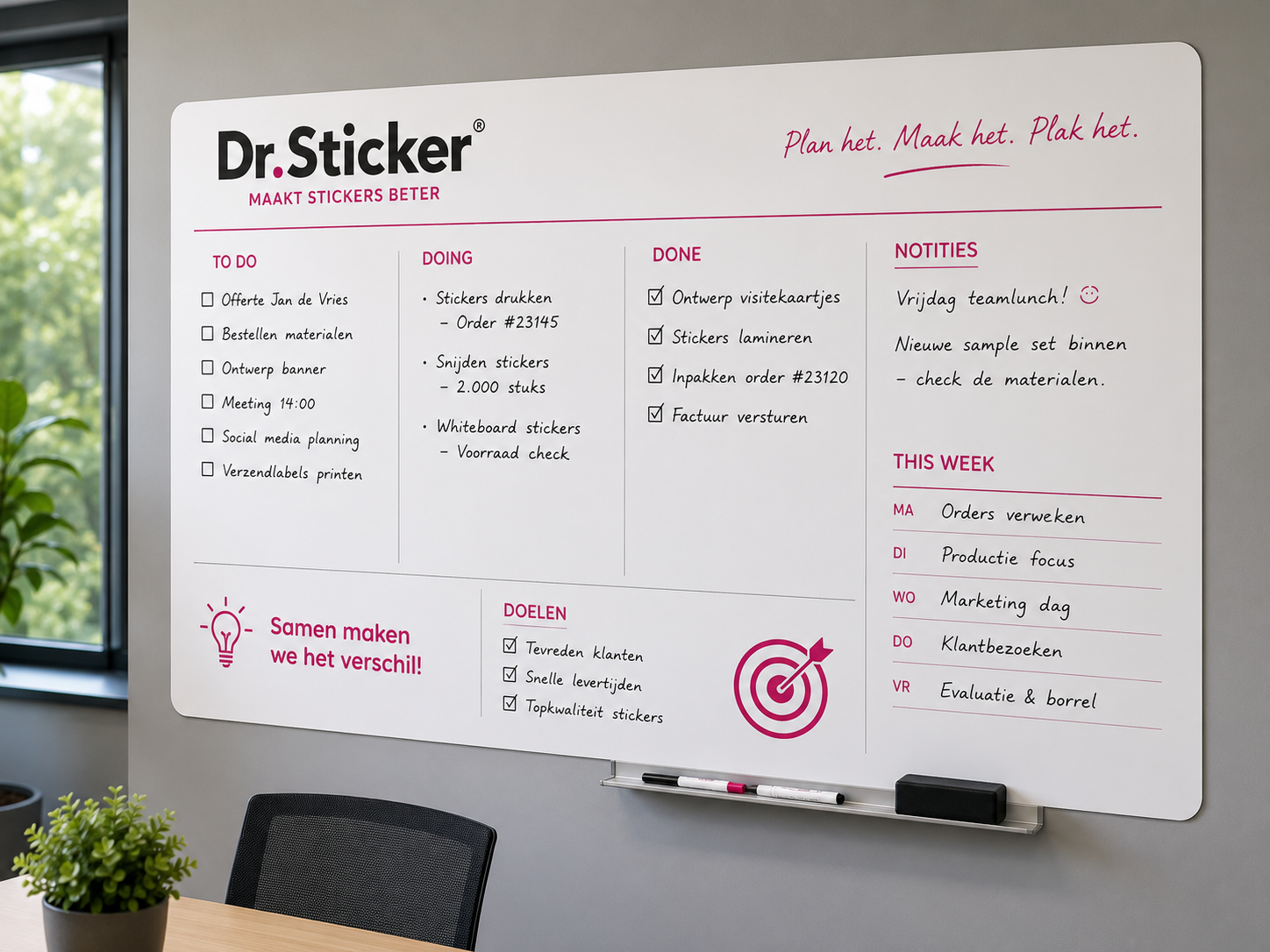 Ijzerhoudende sticker met magnetische toepassing