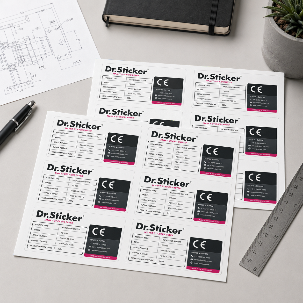 Stickers voor machinebouwers voorbeeld 4