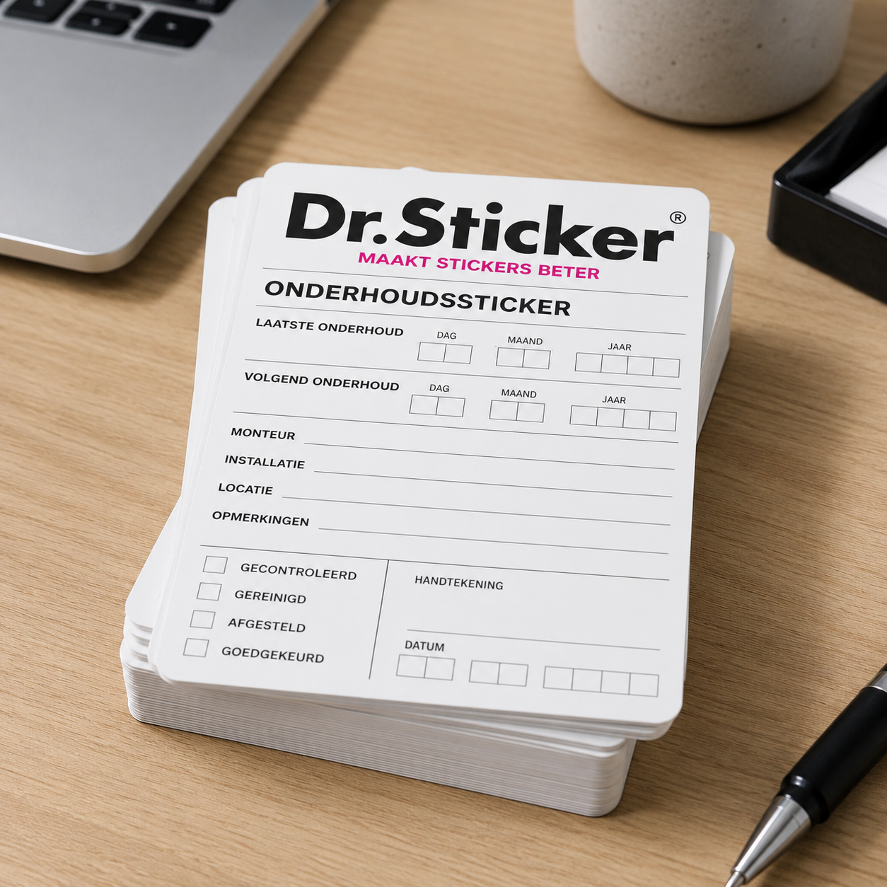 Onderhoudsstickers voorbeeld 3