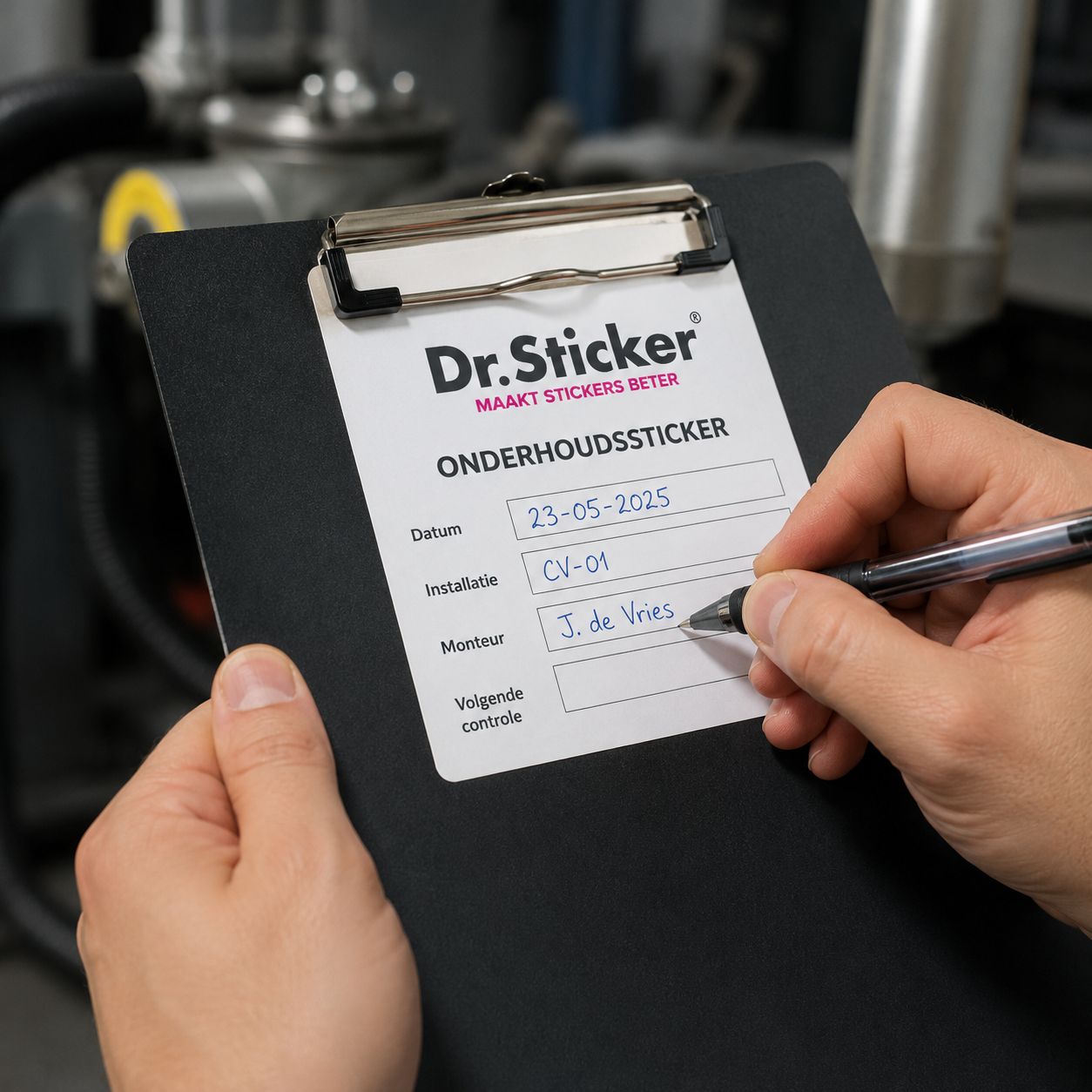 Onderhoudsstickers voorbeeld 4