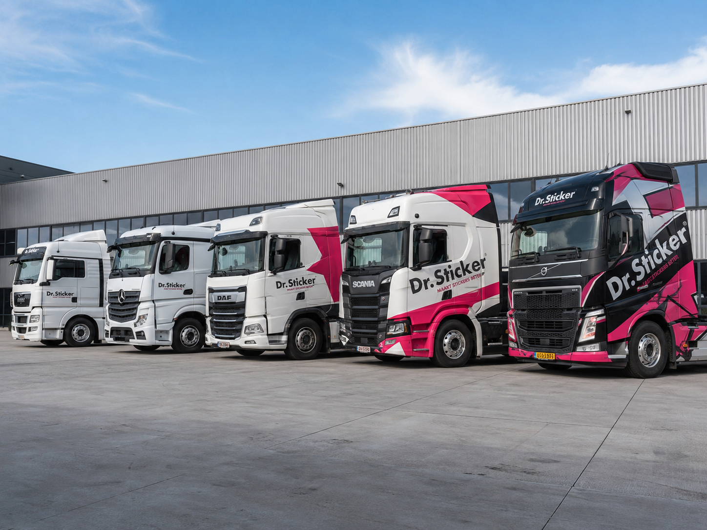 Voorbeeld van truckbelettering met eigen ontwerp