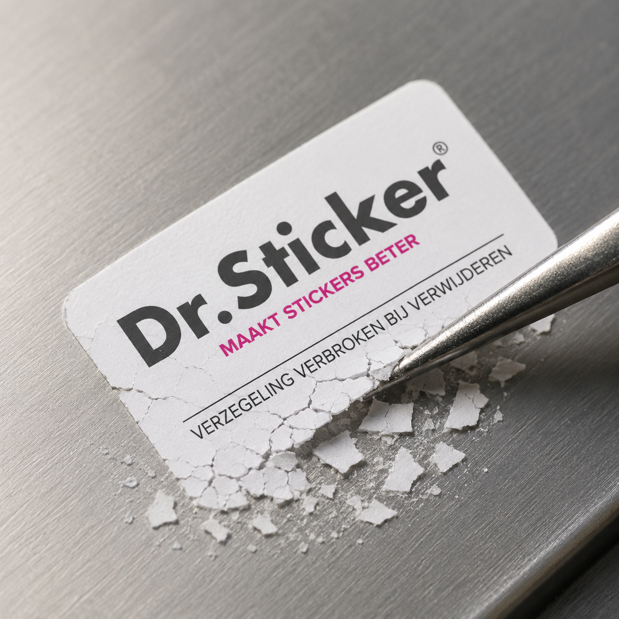 Ultra destructable sticker die afbrokkelt bij verwijderen